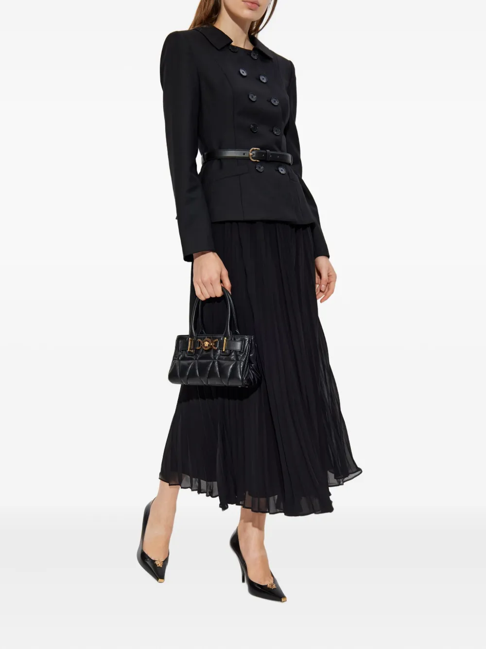Self-Portrait belted double-breasted midi dress - Zwart