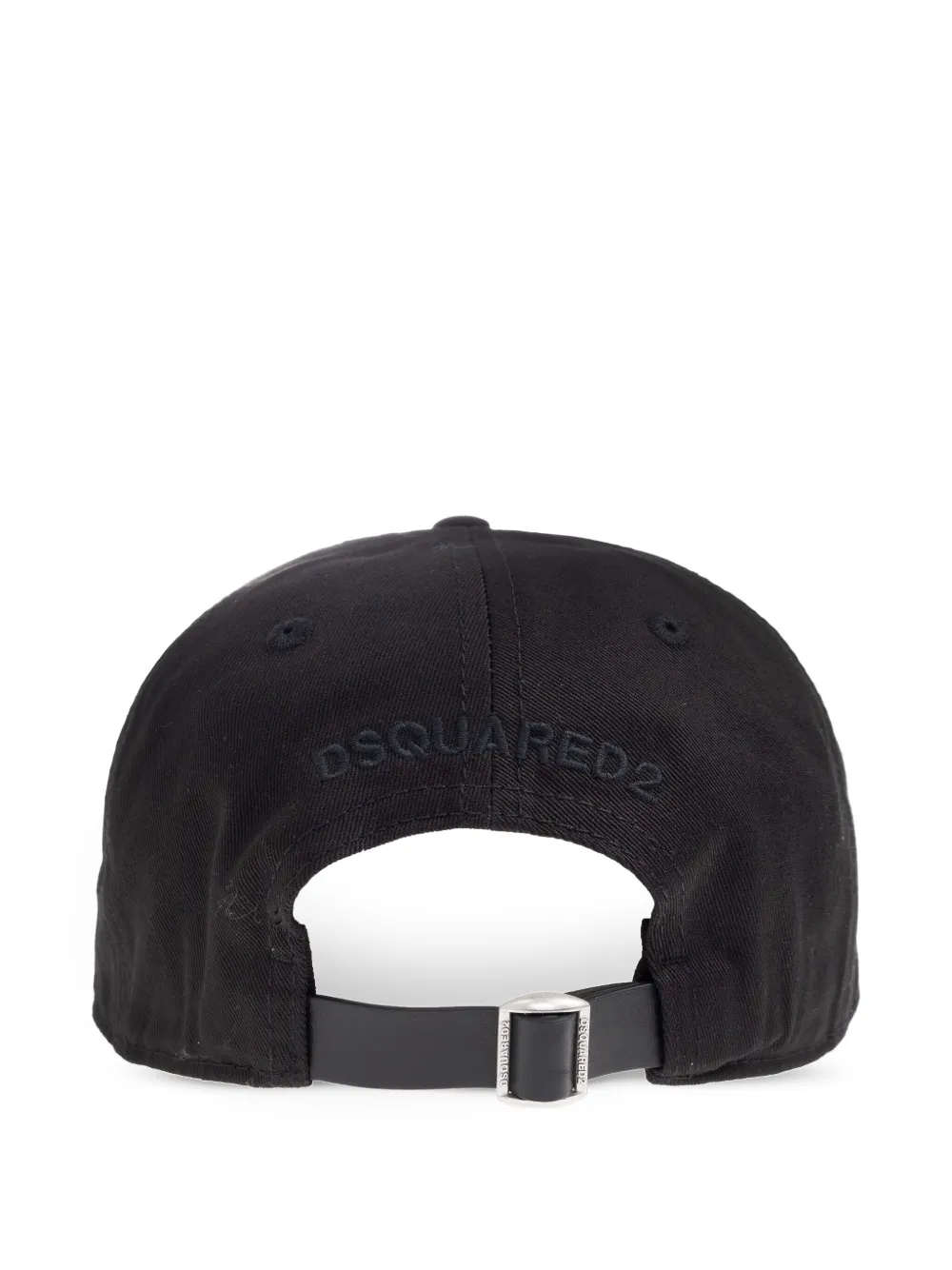 DSQUARED2 Honkbalpet met leren bandje en knopen - Zwart