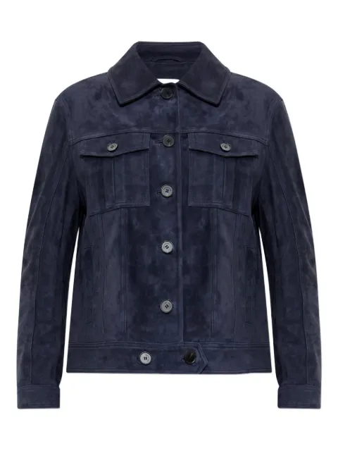 Self-Portrait flap-pocket suede jacket