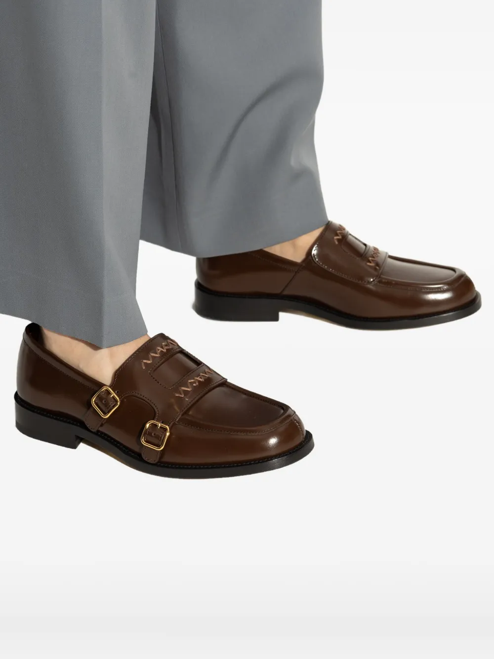 Marni Schoenen met geborduurd logo Bruin