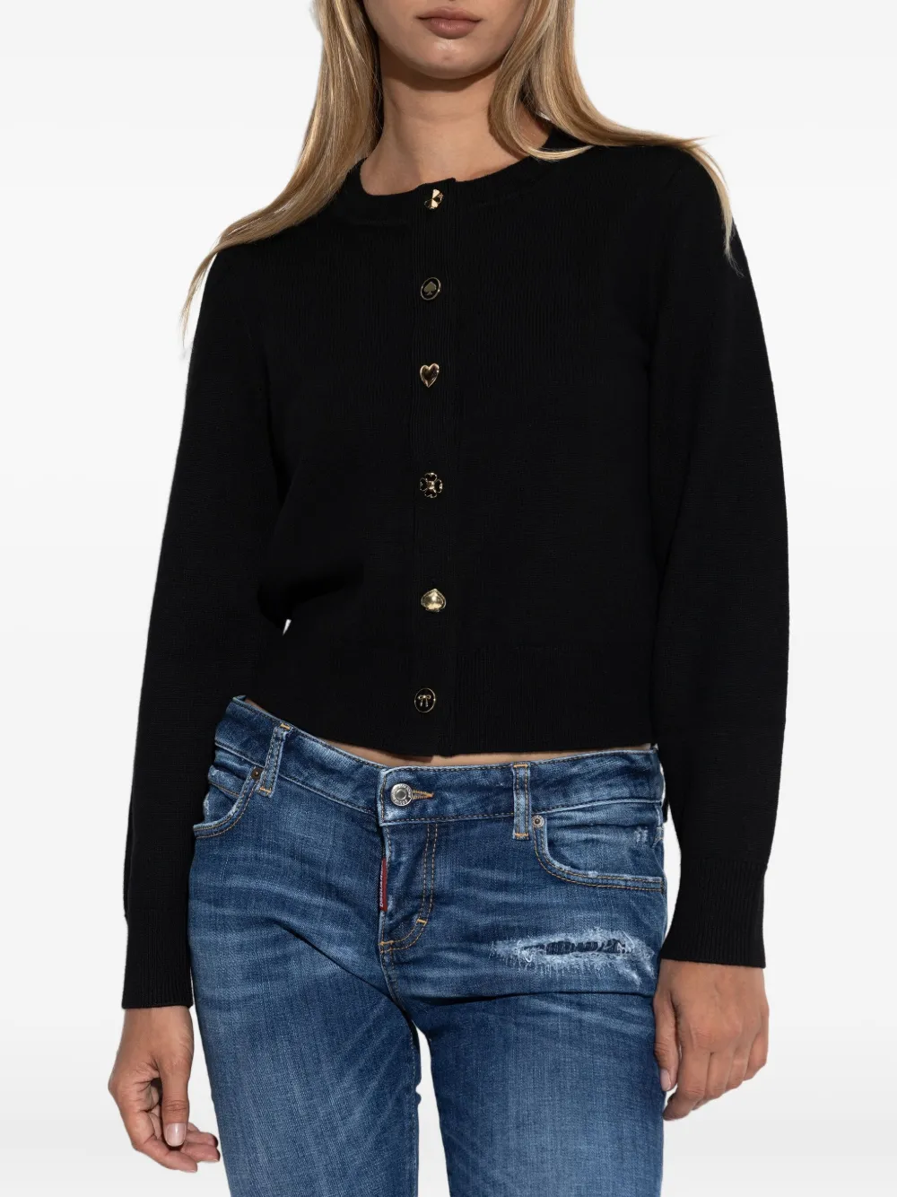Kate Spade Button-embellished Cardigan In Black