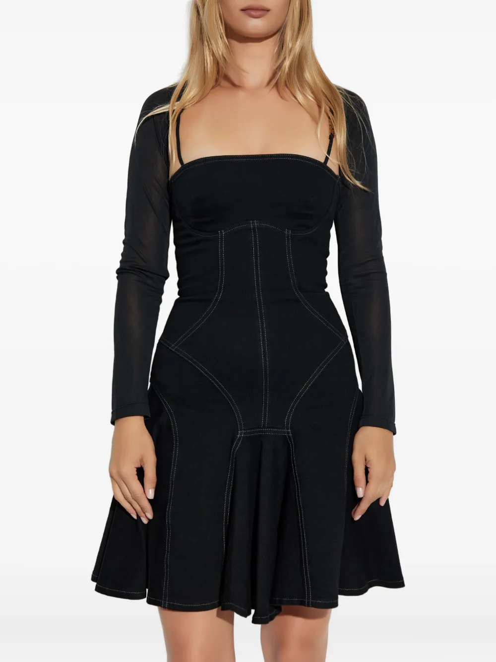 Versace Jeans Couture flared corset dress Zwart