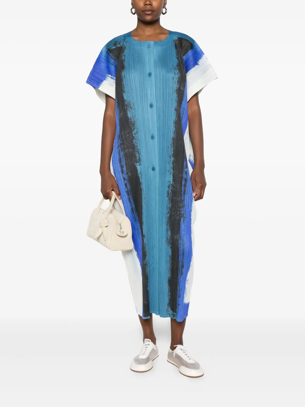 Pleats Please Issey Miyake Geplooide jurk met print - Blauw