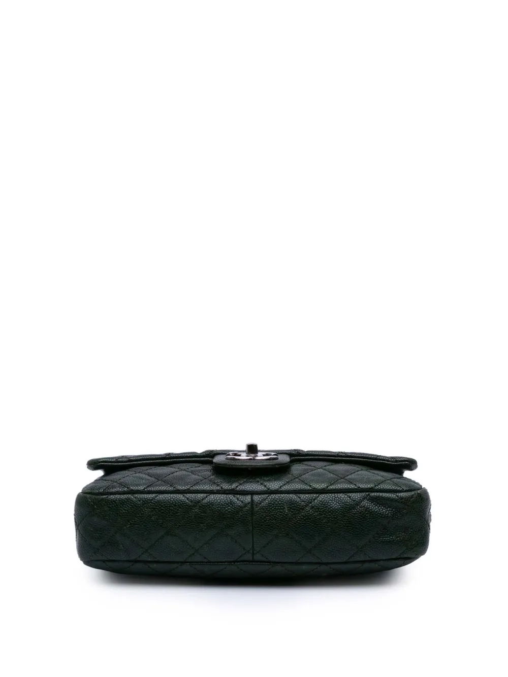 Pre-owned Chanel 2012 Medium Quilted Iridescent Caviar Easy Flap Shoulder Bag In Green