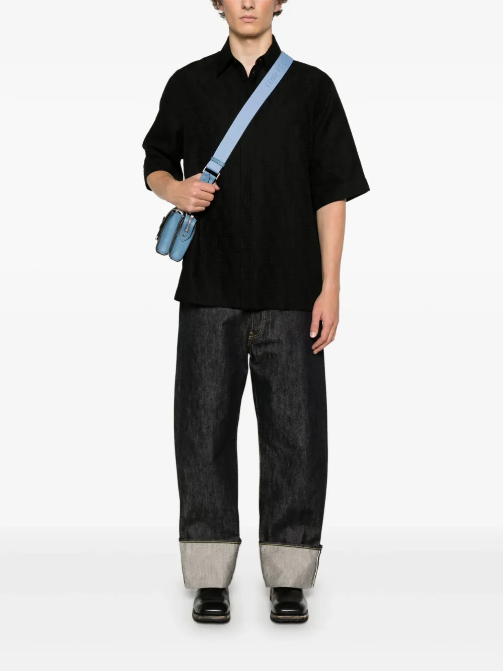 FENDI Overhemd met FF-jacquard - Zwart