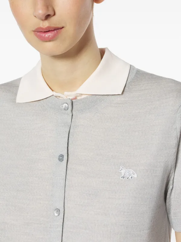 Maison Kitsuné Baby Fox-embroidered short-sleeve Cardigan | Grey