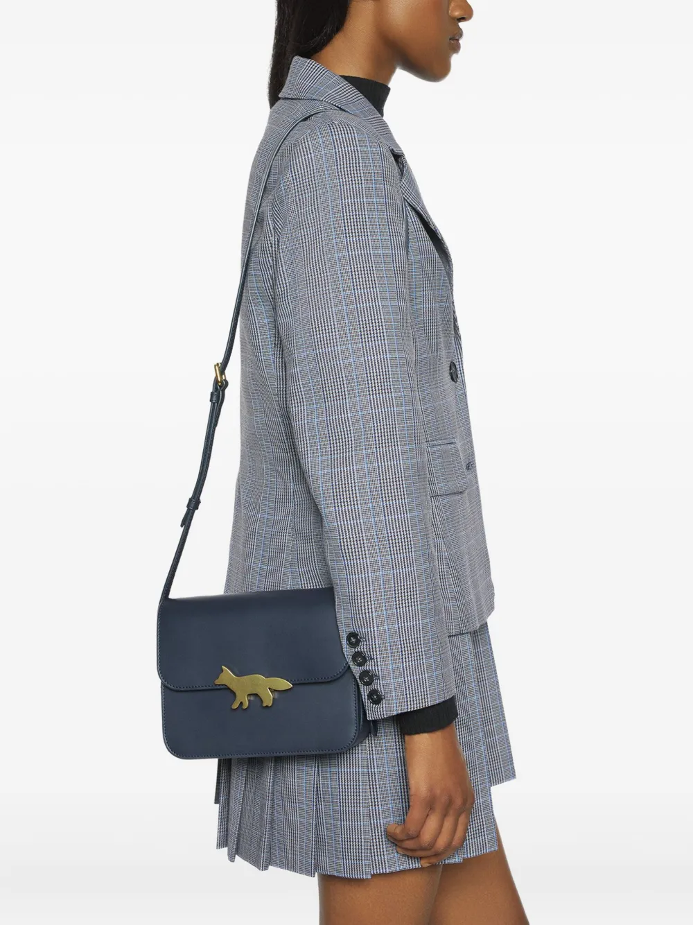 Maison Kitsuné Edie leather mini bag Blauw