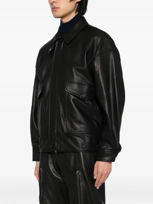 Yoke Leather Flight Jacket | Black | FARFETCH