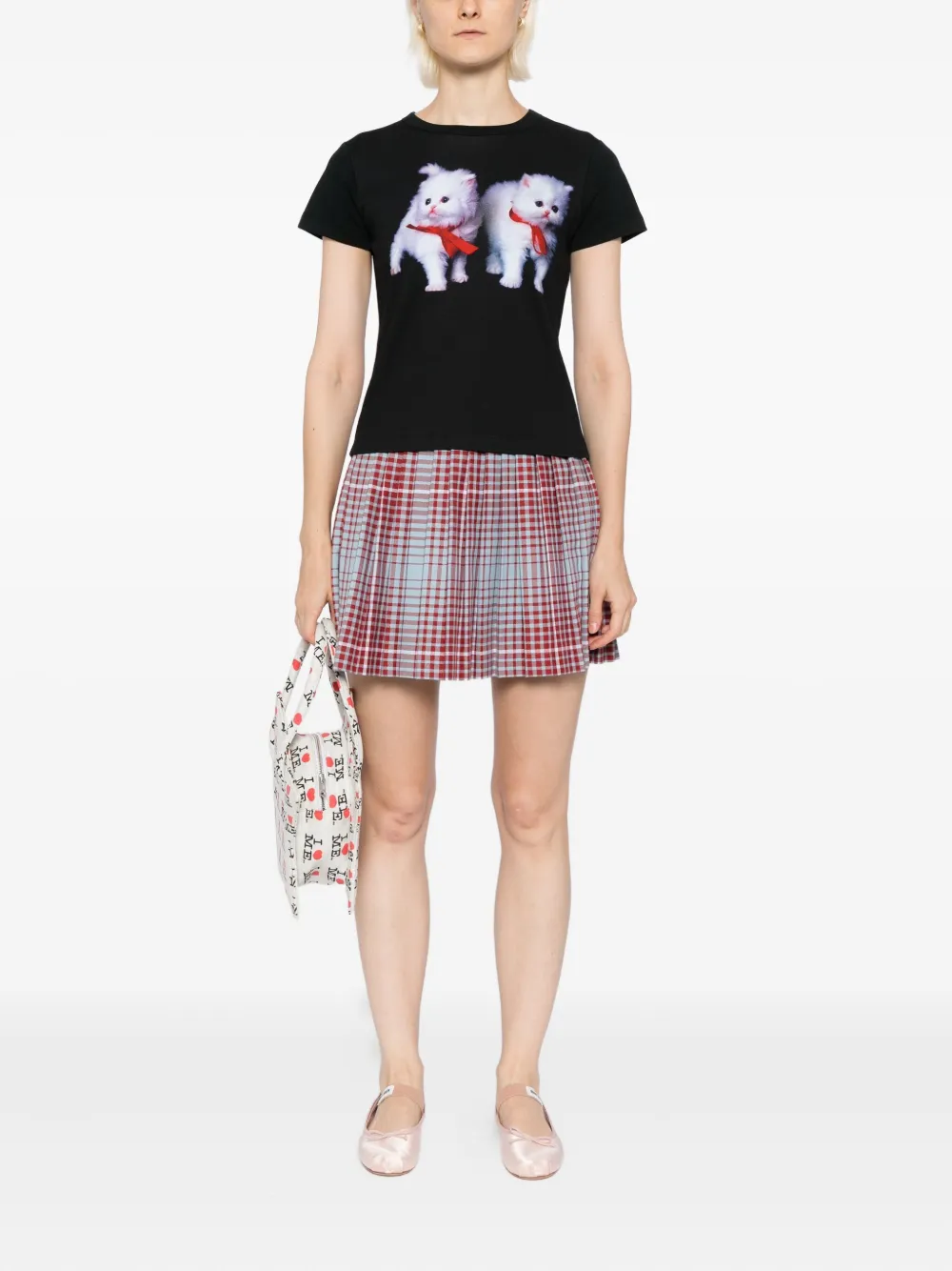 Ashley Williams Two Kittens Graphic Baby Tee In Black