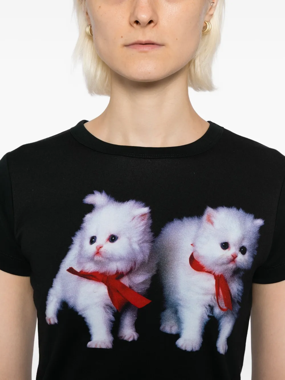 Ashley Williams Two Kittens Graphic Baby Tee In Black