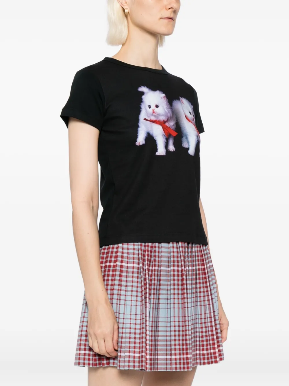 Ashley Williams Two Kittens Graphic Baby Tee In Black