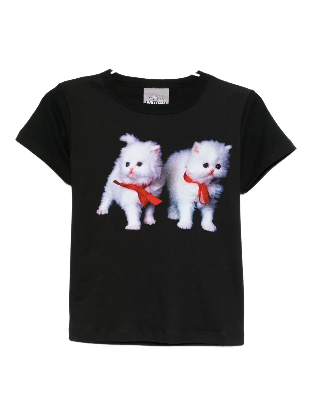 Ashley Williams Two Kittens Graphic Baby Tee In Black