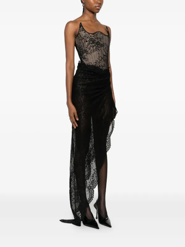 black lace asymmetrical dress Untamed Nights Zebra Print Maxi Dress main image 0