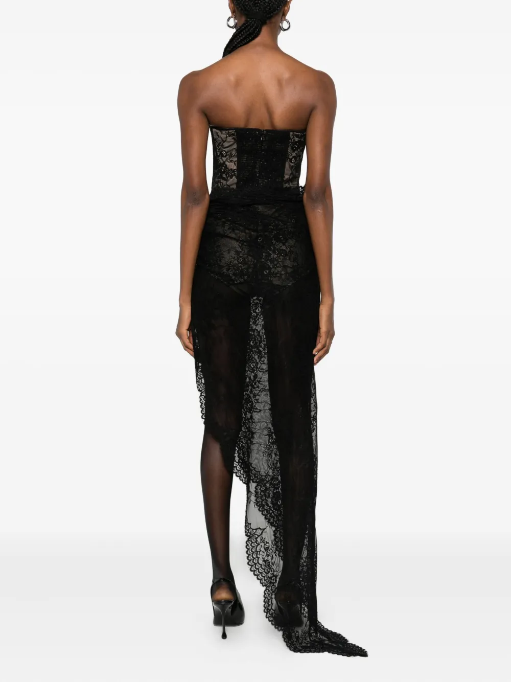 Giuseppe Di Morabito Asymmetrische jurk met kant Zwart