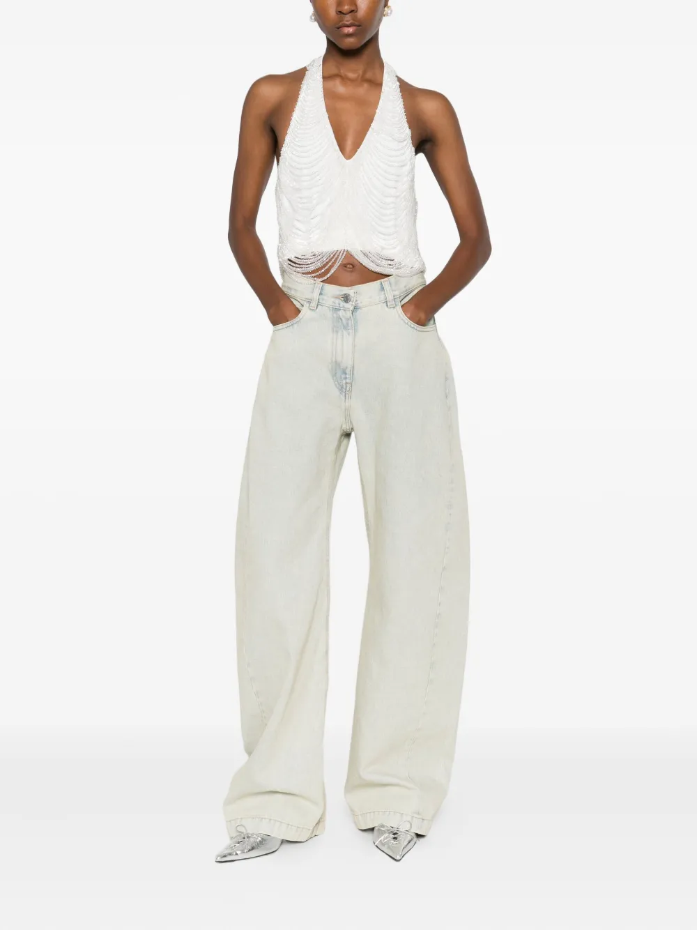 Giuseppe Di Morabito Halterneck Fringed Top In White