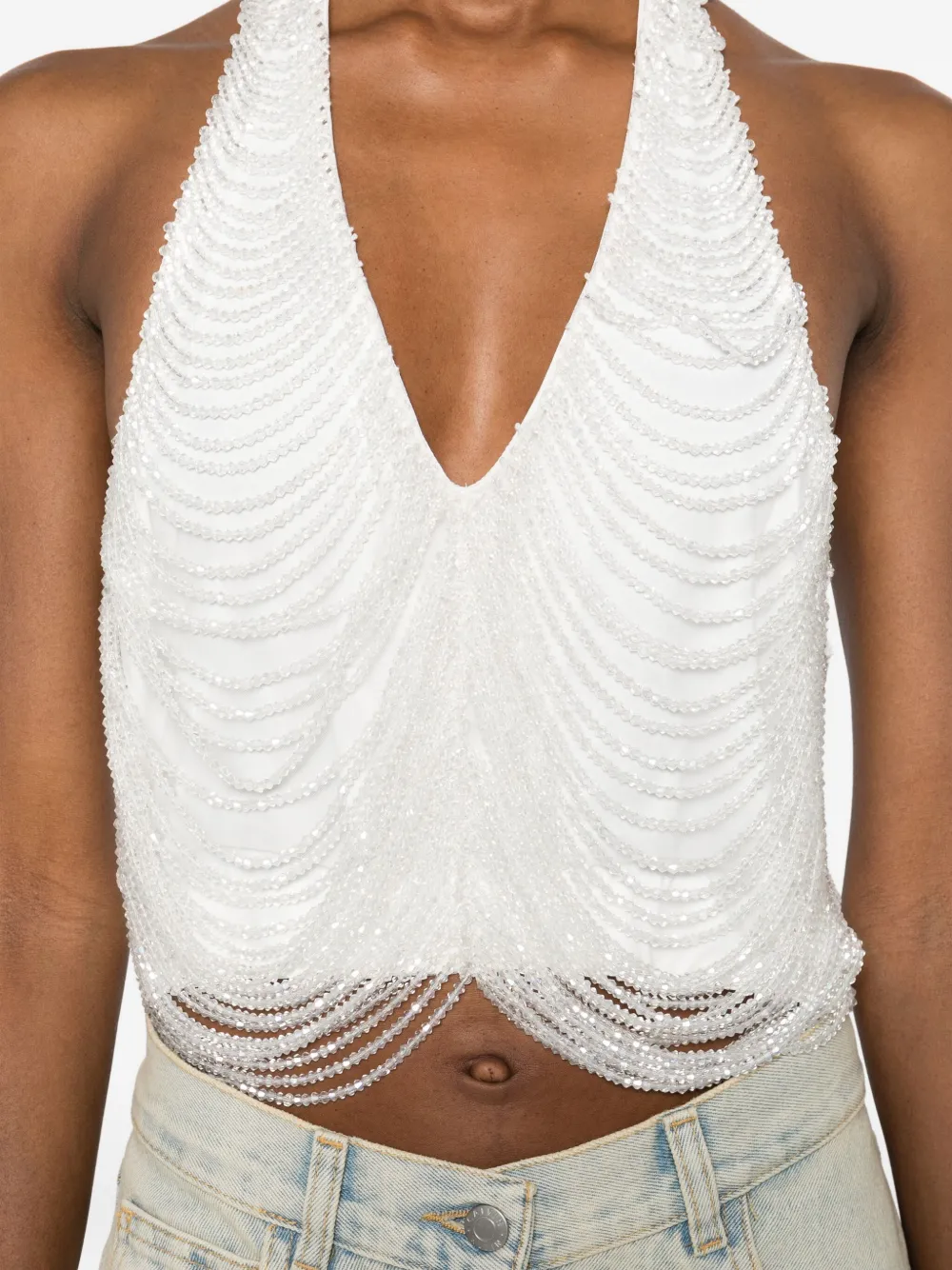 Giuseppe Di Morabito Halterneck Fringed Top In White
