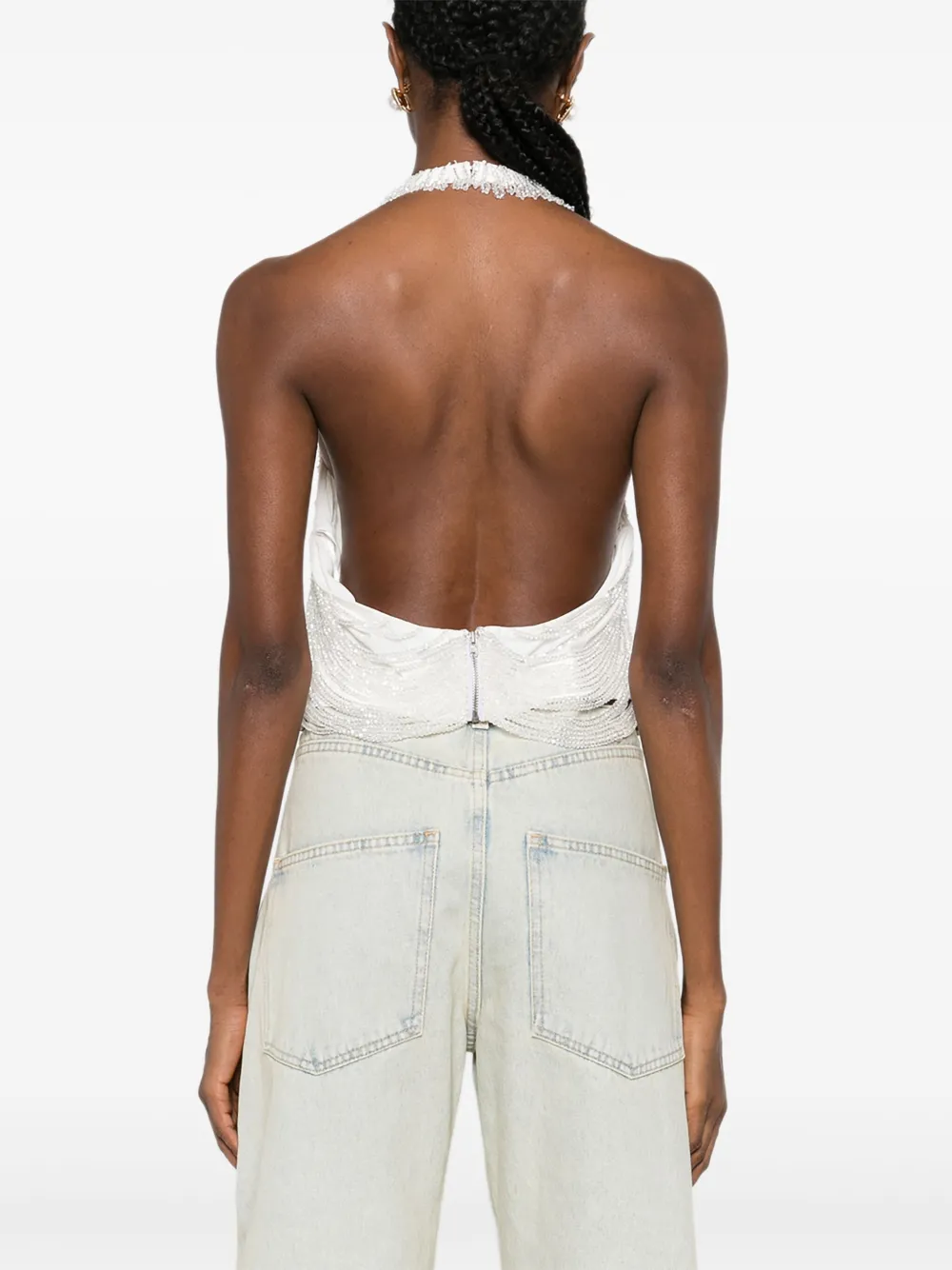Giuseppe Di Morabito Top met halternek en franje Wit