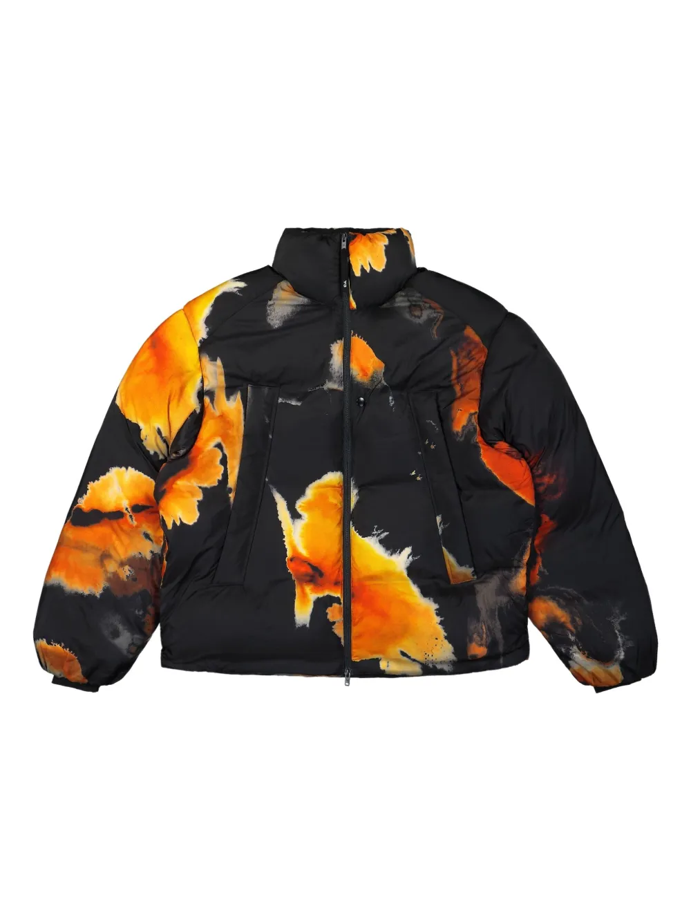 Y-3 abstract-print puffer jacket Zwart