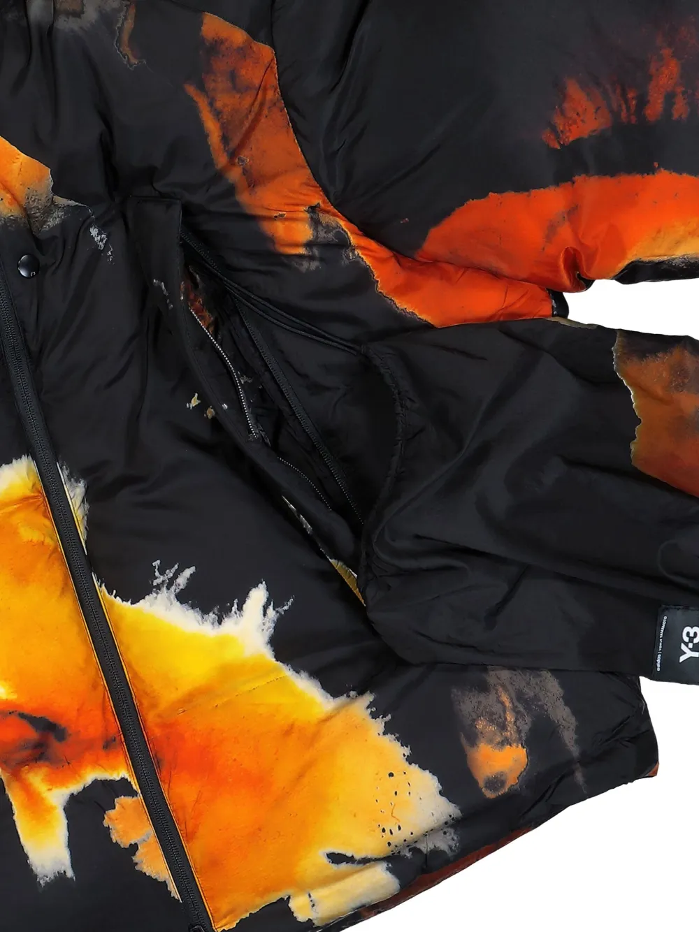 Y-3 abstract-print puffer jacket Zwart