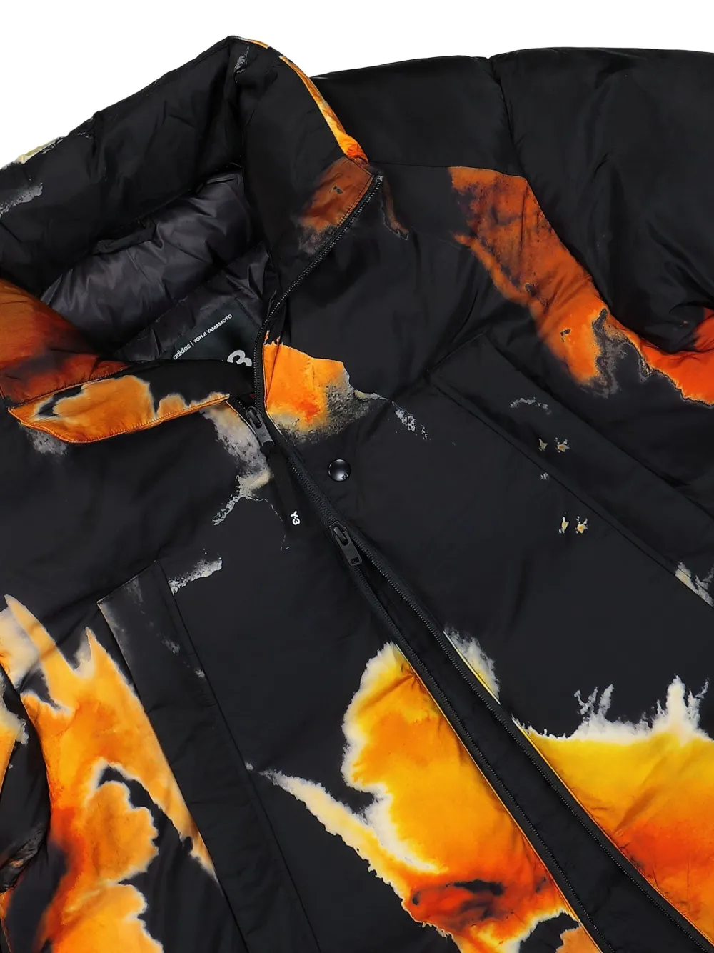 Y-3 abstract-print puffer jacket Zwart