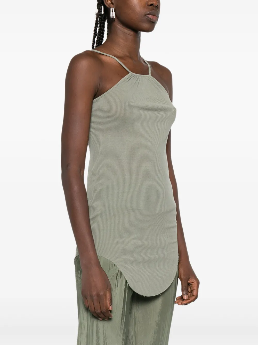 Rick Owens Skorpio geribbelde top met spaghettibandjes Groen