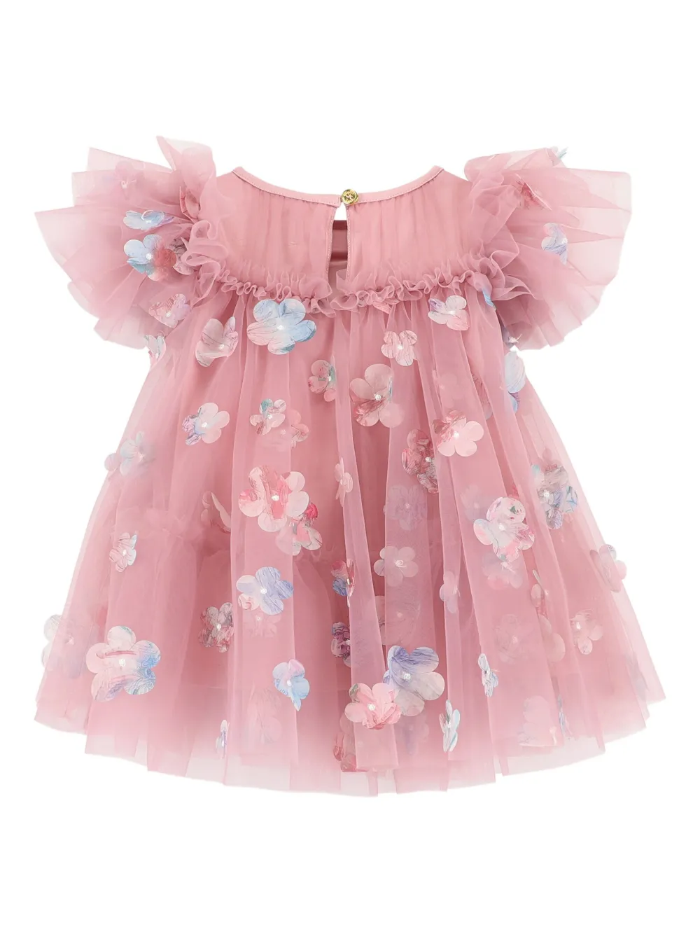 ANGEL'S FACE KIDS flower-embellished ruffled dress - Roze