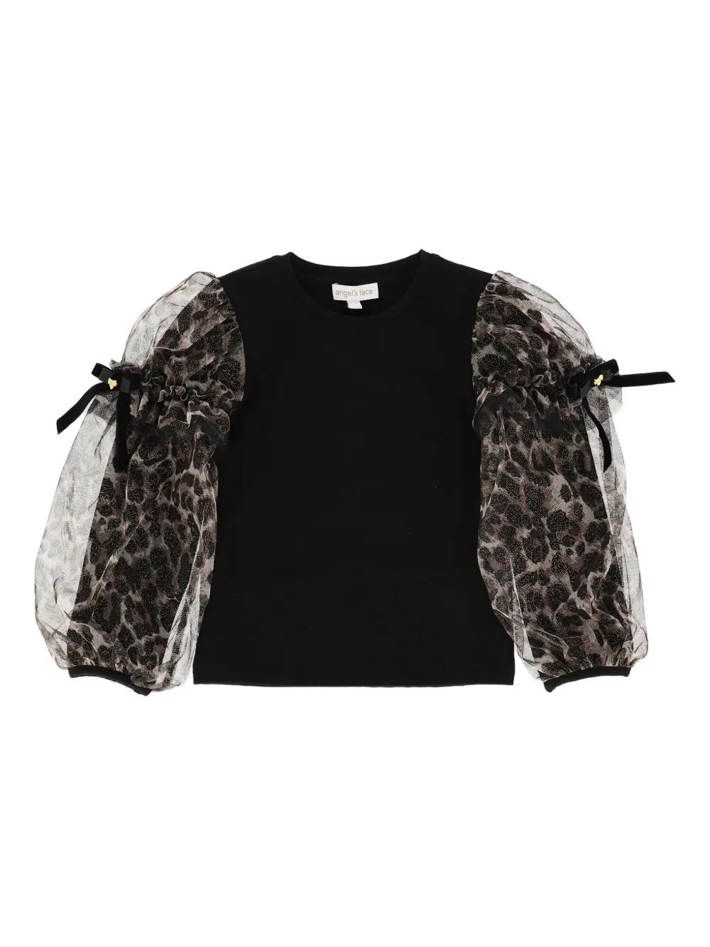 ANGEL'S FACE KIDS Top met pofmouwen en luipaardprint Zwart