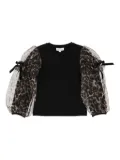 ANGEL'S FACE KIDS puff-sleeves leopard-print top - Black