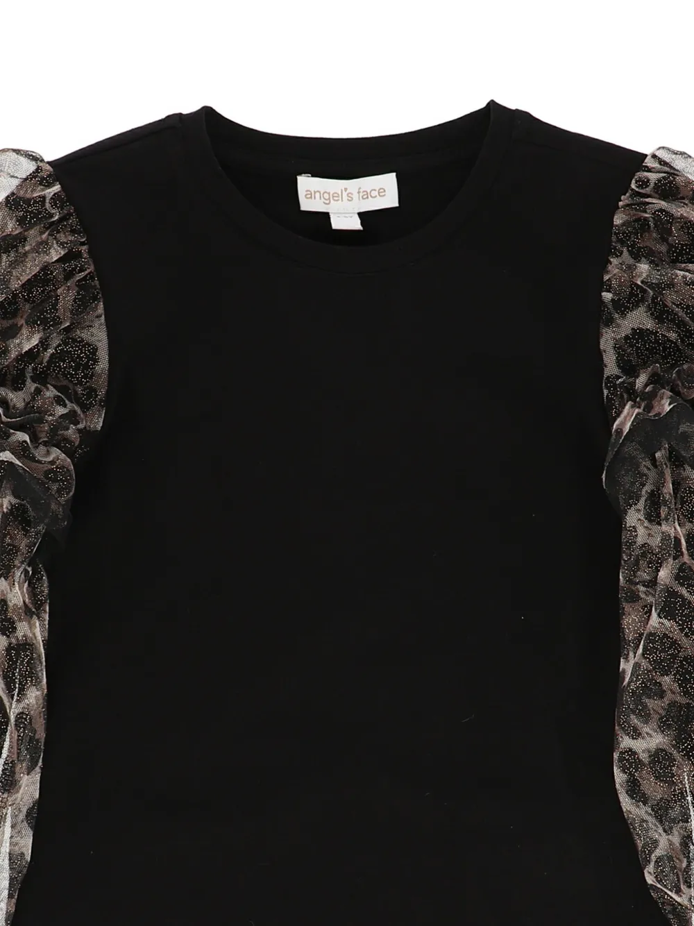 ANGEL'S FACE KIDS Top met pofmouwen en luipaardprint Zwart