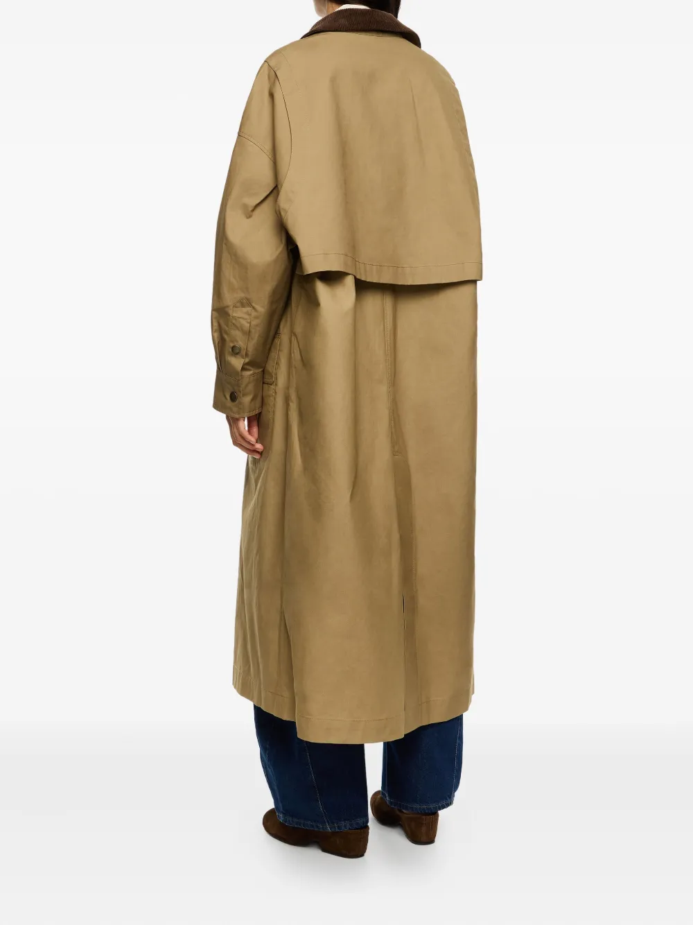 Bimba Y Lola Corduroy-collar Toggle-fastening Trench Coat In Brown
