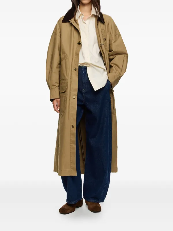 Bimba y Lola corduroy-collar toggle-fastening Trench Coat