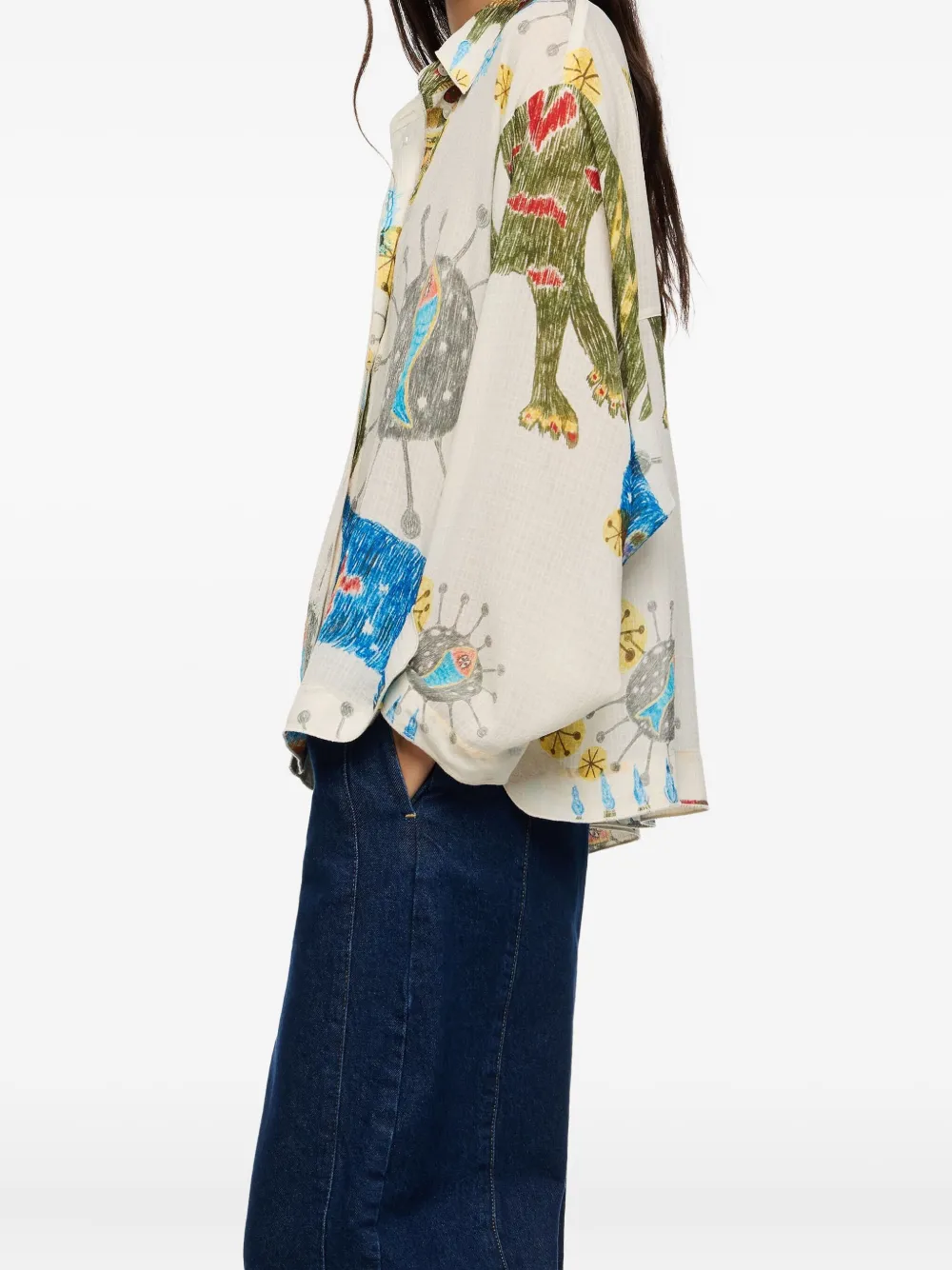 Bimba Y Lola Textured Big Mask Straight Shirt In Multi