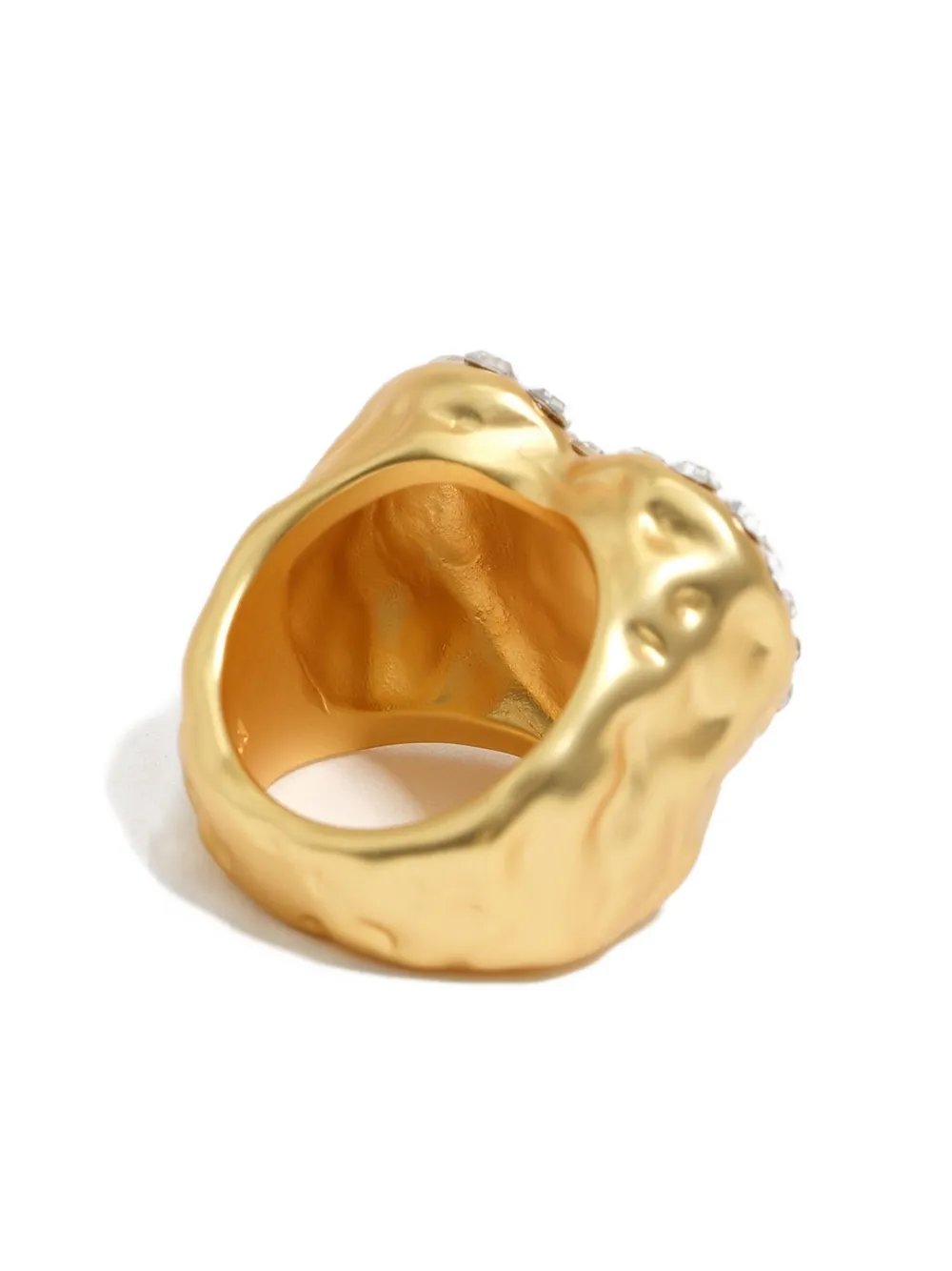 Bimba y Lola Ring met getextureerd hart en kristallen - Geel