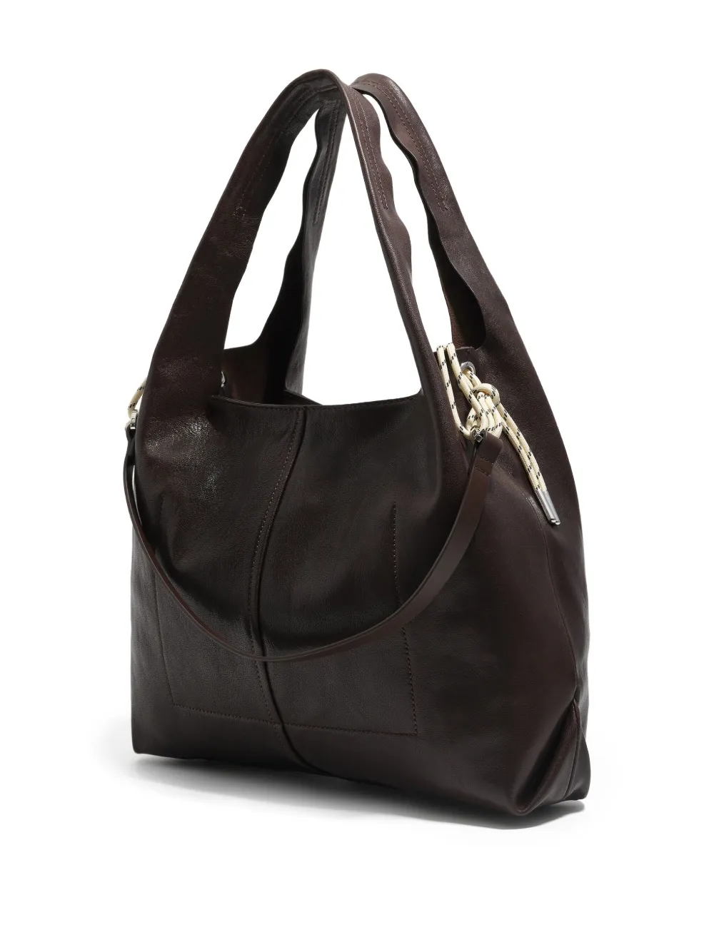Bimba Y Lola Large Paper Bag Leather Shoulder Bag In Brown