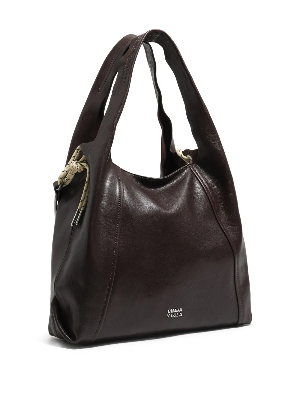 Bimba Y Lola Large Paper Bag Leather Shoulder Bag In Brown