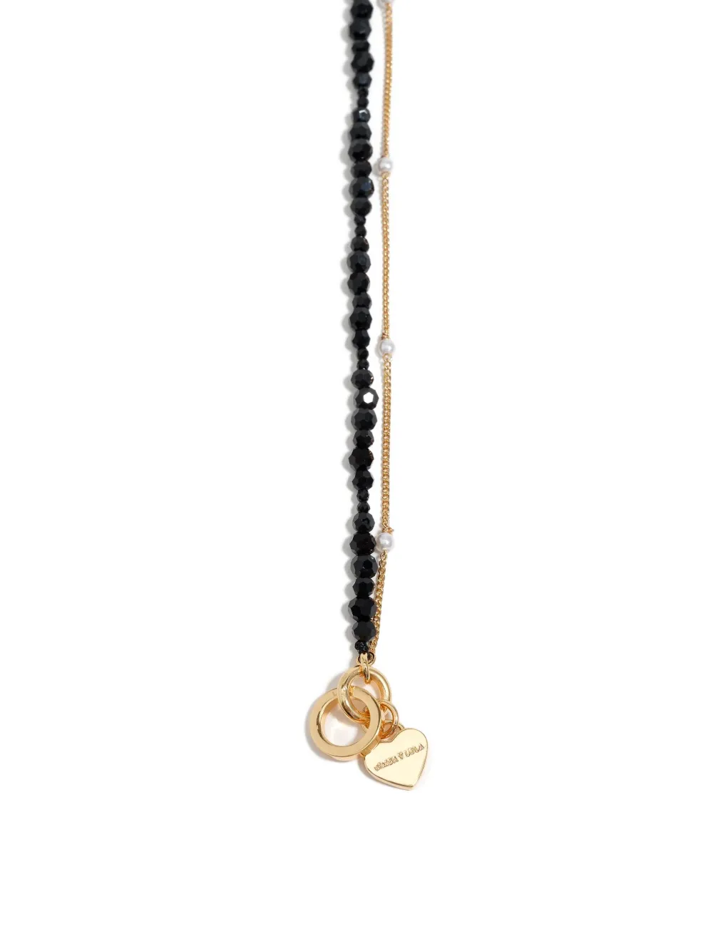 Bimba Y Lola Double-layer Heart Logo Chain Crystals Necklace In Gold