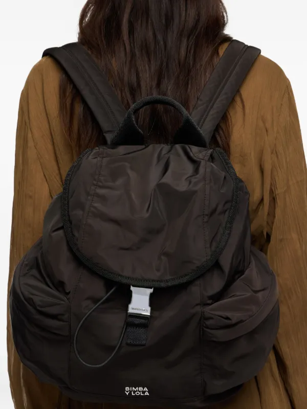 Bimba y Lola Large Drawstring Buckle Backpack Brown FARFETCH