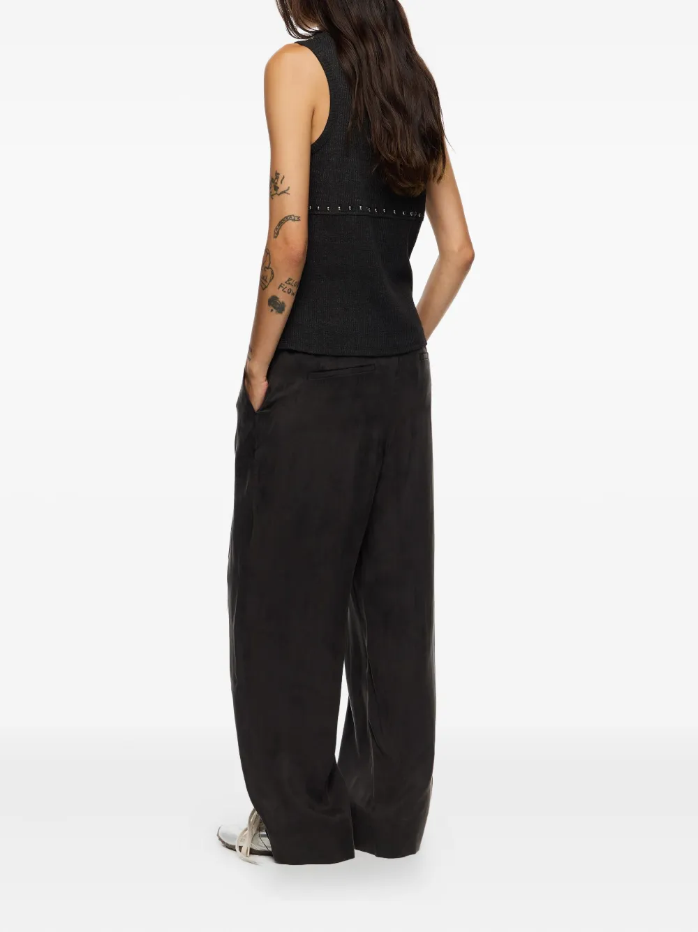Bimba Y Lola Pleated Drawstring Trousers In Gray