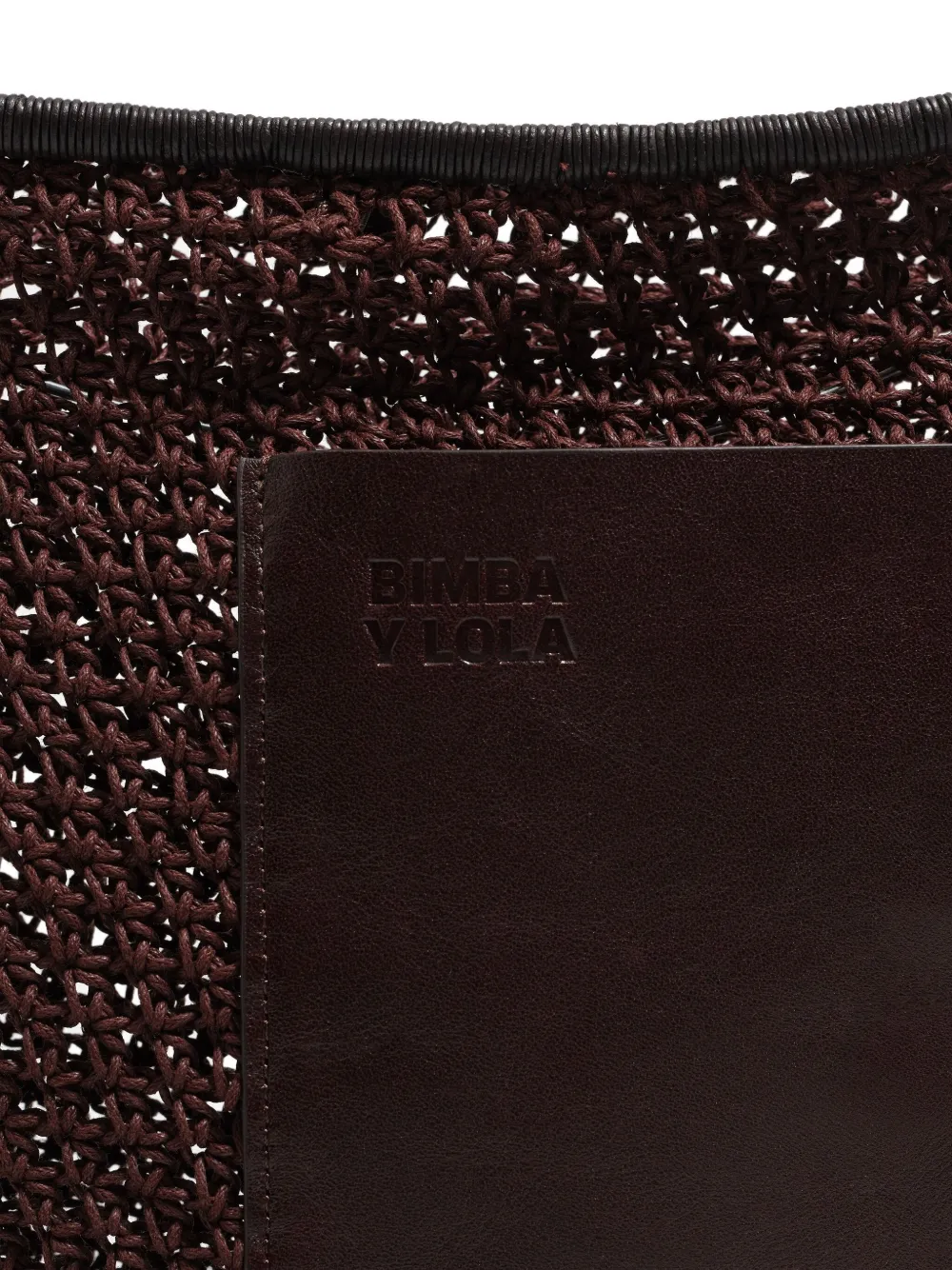 Bimba Y Lola Open-work Crochet Shoulder Bag In Brown