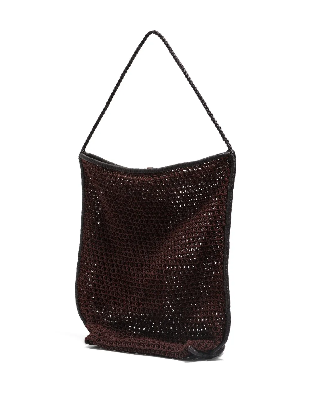 Bimba Y Lola Open-work Crochet Shoulder Bag In Brown