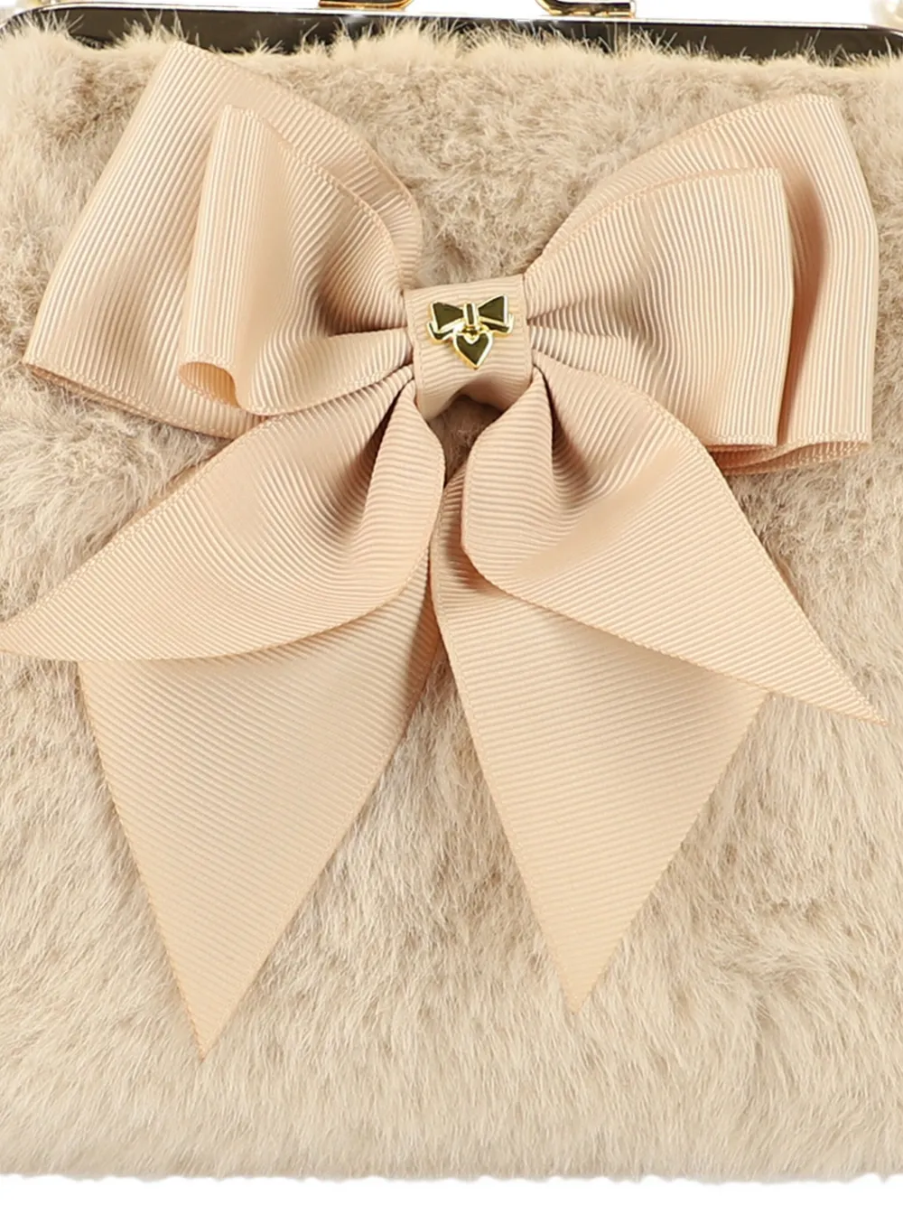 Angel's Face Bow-embellished Pearl-handle Tote Bag In Neutral