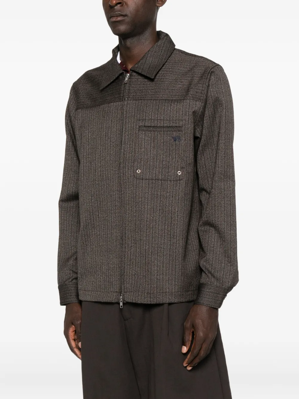 Wales Bonner Pinstripe Zip-front Jacket In Gray