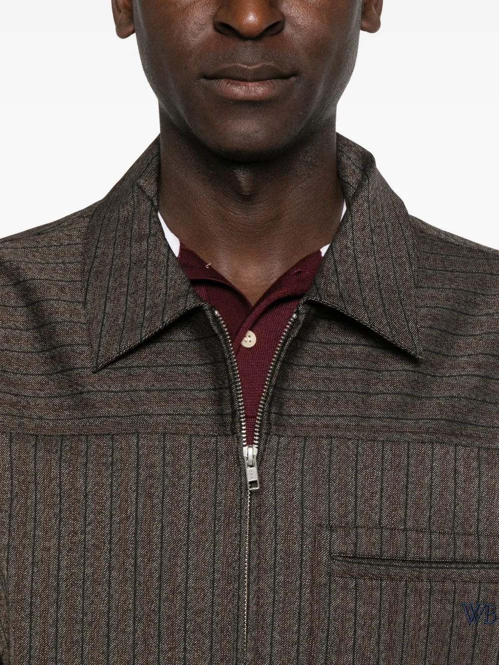 Wales Bonner Pinstripe Zip-front Jacket In Gray