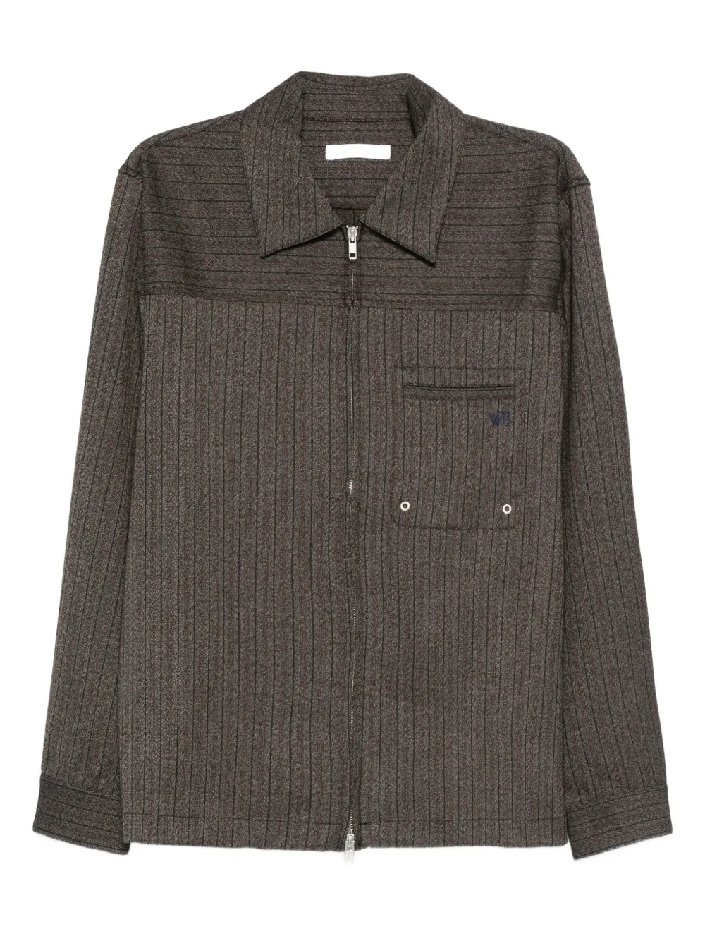 Wales Bonner pinstripe zip-front jacket | Grey | Image 1