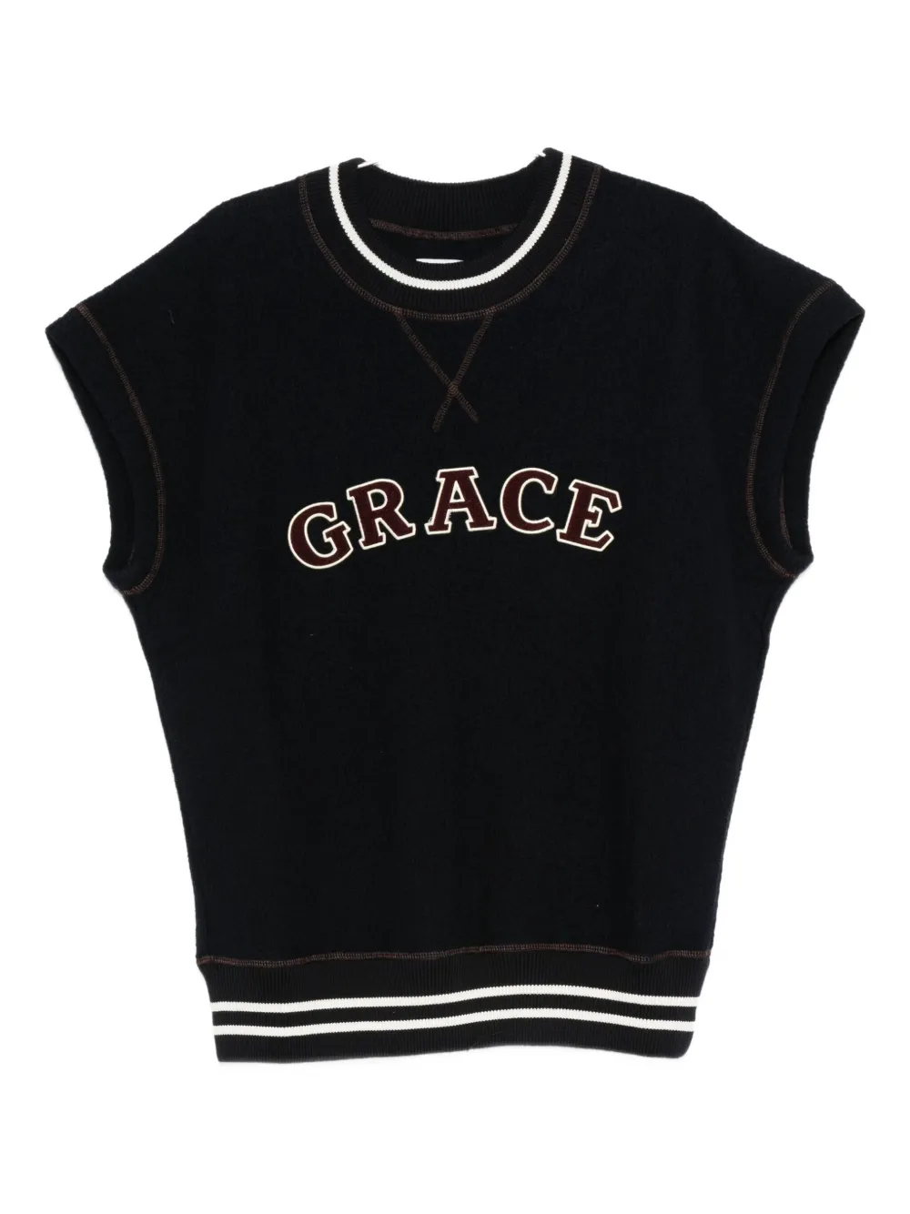 Wales Bonner embroidered striped polo shirt - Nero