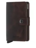 Secrid leather button mini wallet - Brown
