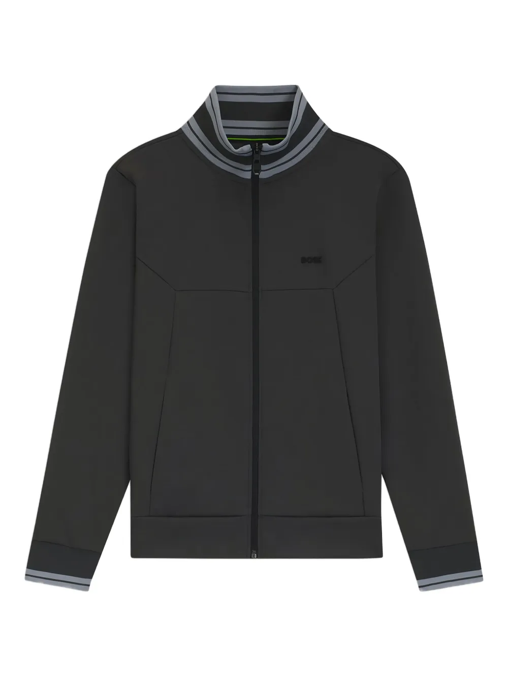 BOSS panelled zip-up track jacket Grijs