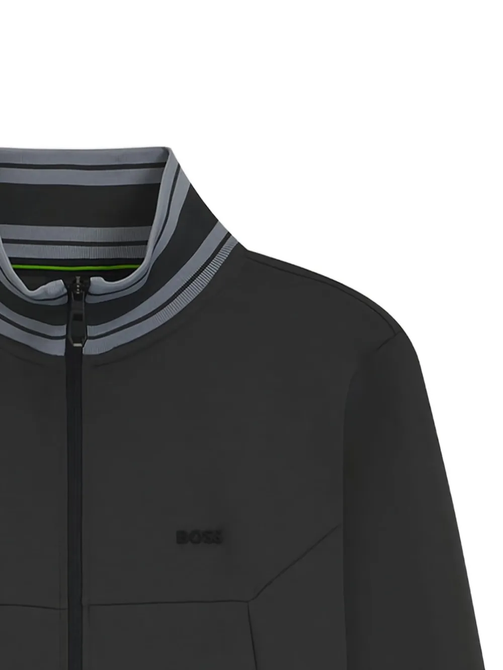 BOSS panelled zip-up track jacket Grijs