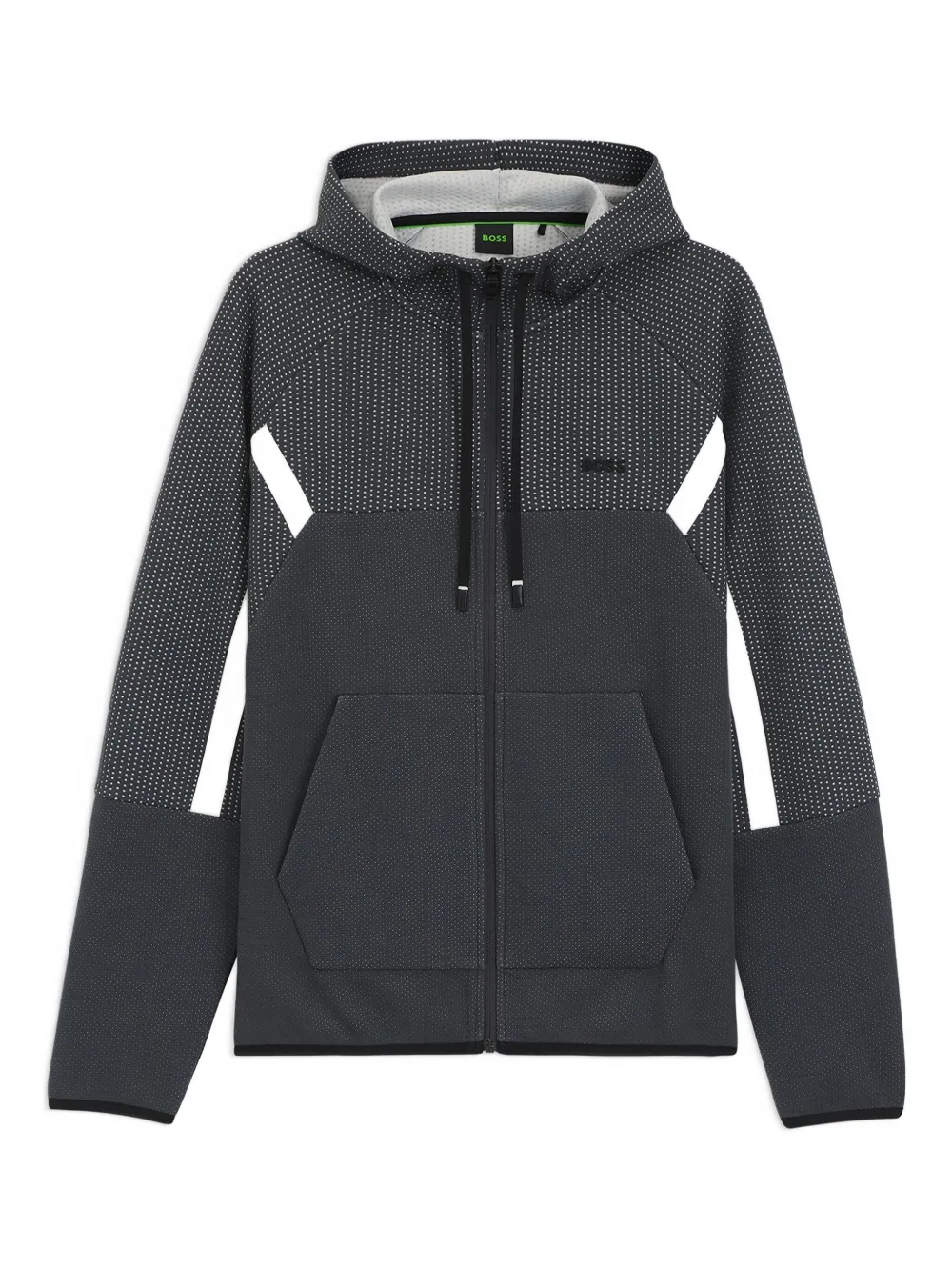 BOSS panelled zip-up hoodie Grijs