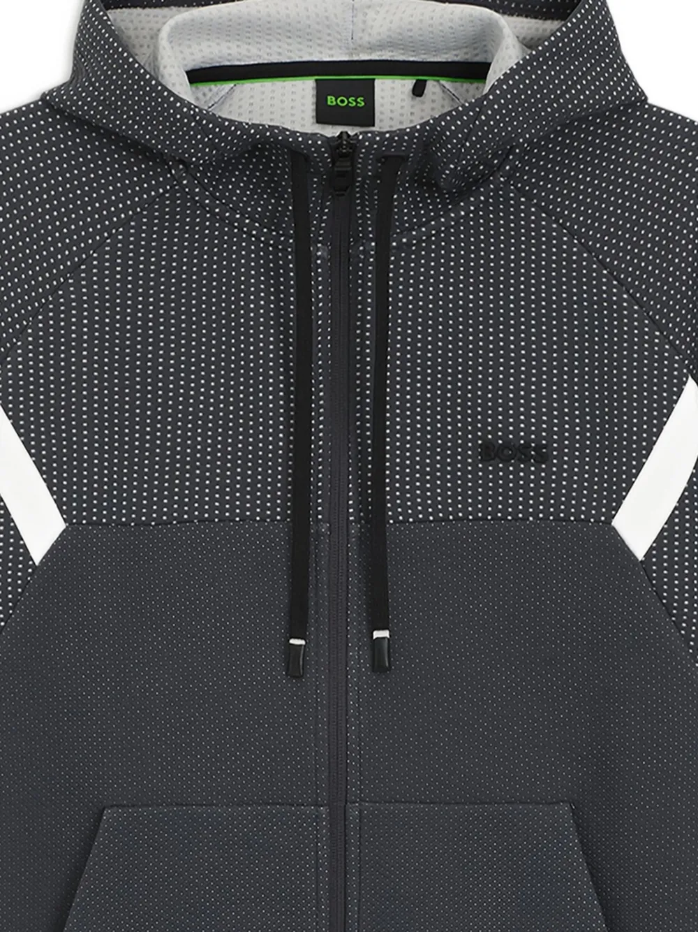 BOSS panelled zip-up hoodie Grijs